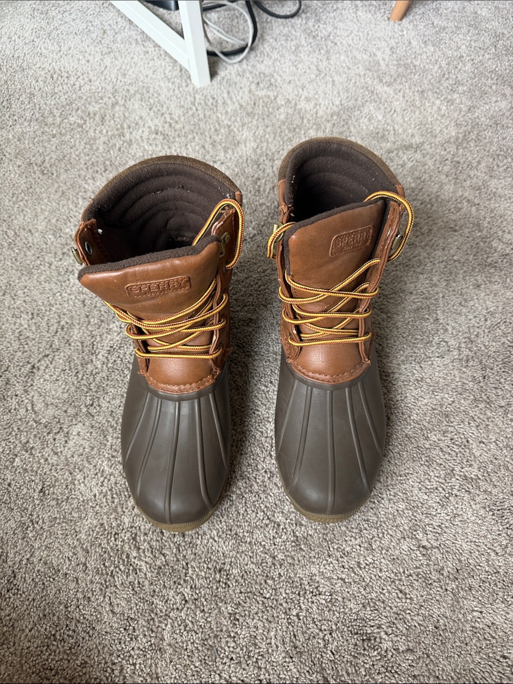 Sperry Men’s Brown and Dark Brown Duck Boots Size 6 - Worn Once
